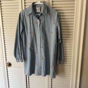 Warner Bros. Light Blue Embroidered Blouse with Tweety Bird.